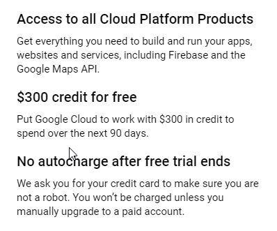 Google Cloud platform free credits