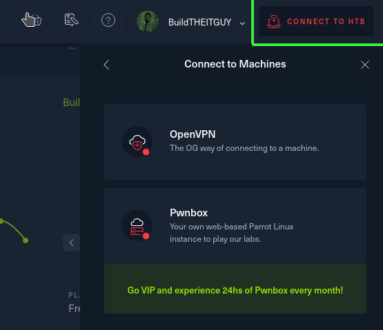 Connect HTB VPN BuildingTHEITGUY